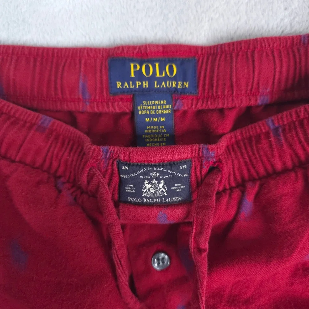 Polo Ralph Lauren Pajama Pants Mens M‎ Red All Over Pony Logo Cotton Sleepwear